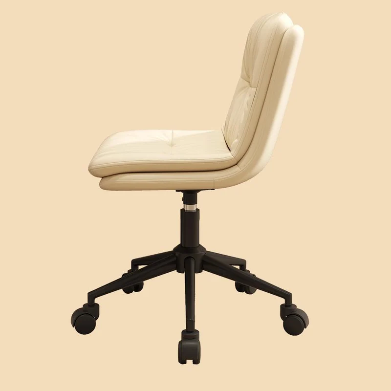 Modern Minimalist Faux Nappa Leather Sponge Steel Base Square Desk Chair Adjustable Backrest Armless Swivel For Home Office