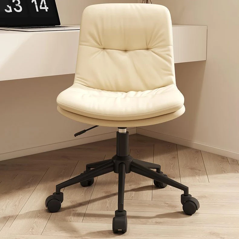 Modern Minimalist Faux Nappa Leather Sponge Steel Base Square Desk Chair Adjustable Backrest Armless Swivel For Home Office
