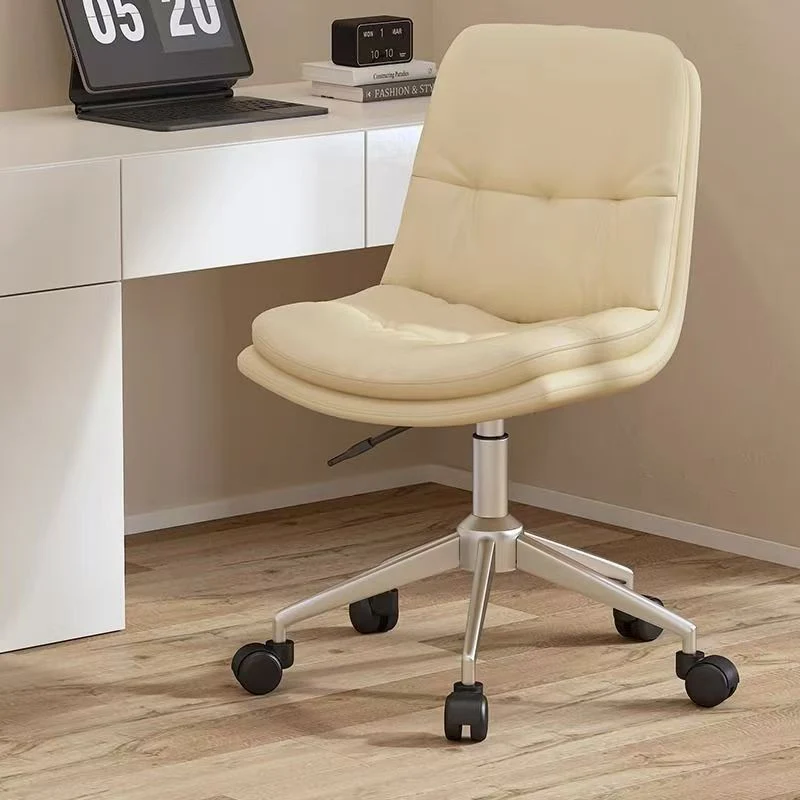 Modern Minimalist Faux Nappa Leather Sponge Steel Base Square Desk Chair Adjustable Backrest Armless Swivel For Home Office