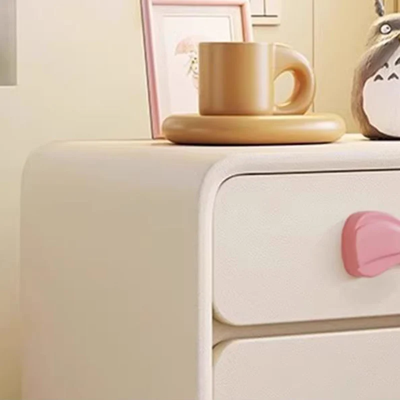 Modern Art Deco Rectangular Bowknot Plywood Cat-Scratch Leather MDF Kids Nightstand 2-Drawer For Bedroom