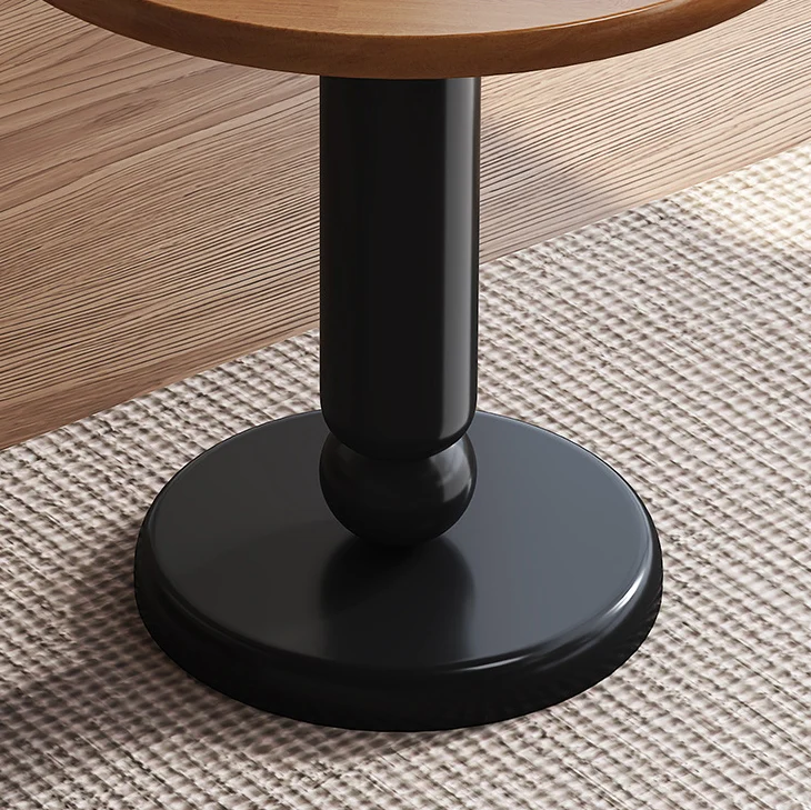Traditional Vintage Rubber Wood Round Cylinder End Table 1-Tier For Living Room