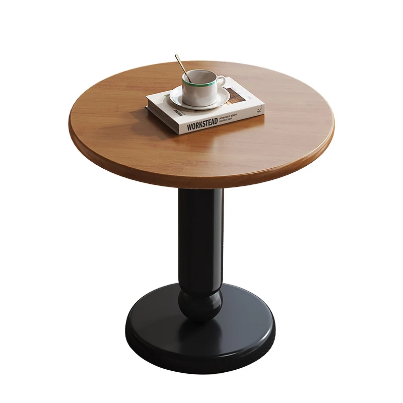 Traditional Vintage Rubber Wood Round Cylinder End Table 1-Tier For Living Room
