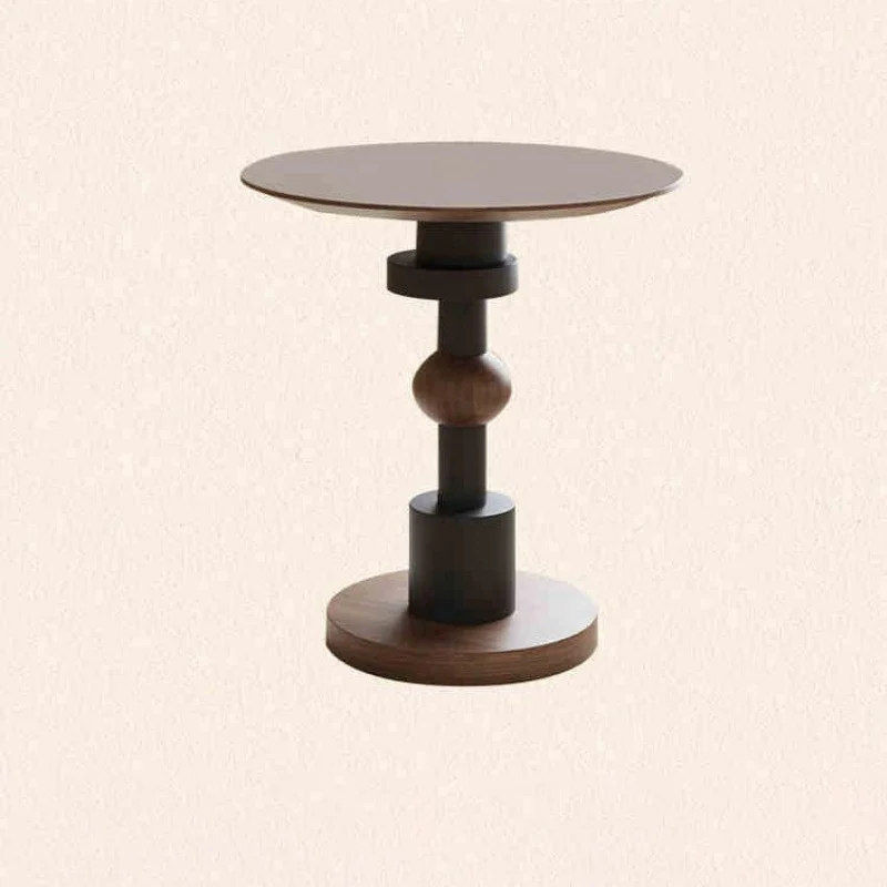 Traditional French Rubber Wood Round Ball End Table 1-Tier For Living Room