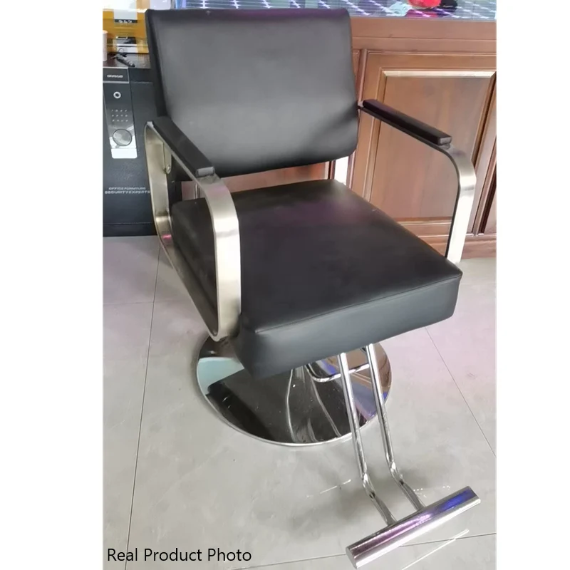 Modern Minimalist Stainless Steel Iron Electroplated Silver Faux Nappa Leather Sponge Chair Backrest Armrest Swivel For Living Room