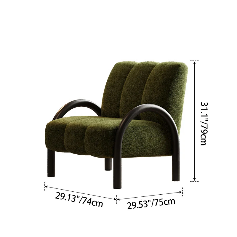 Traditional Vintage Arc Rectangular Plywood Carbon Steel Chenille Sponge Accent Chair Backrest Armrest For Living Room