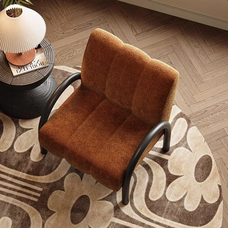 Traditional Vintage Arc Rectangular Plywood Carbon Steel Chenille Sponge Accent Chair Backrest Armrest For Living Room