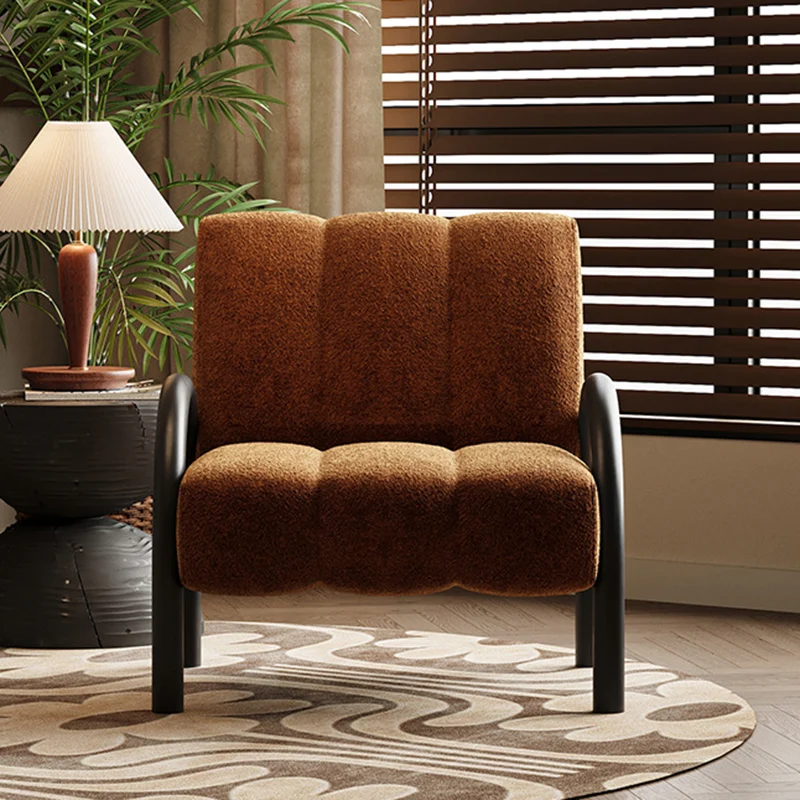 Traditional Vintage Arc Rectangular Plywood Carbon Steel Chenille Sponge Accent Chair Backrest Armrest For Living Room