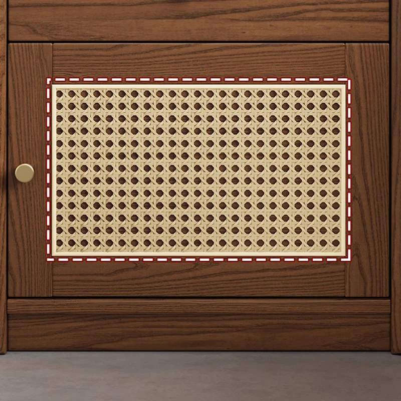 Modern Minimalist Square Rubberwood Plywood Steel Rattan Weaving Safe Deposit Box Nightstand 1-Drawer For Bedroom