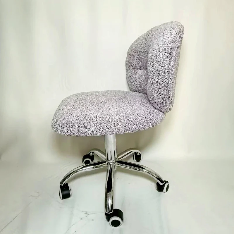 Modern Minimalist Cotton Velvet Plywood Carbon Steel Rounded Desk Chair With Backrest For Home Office