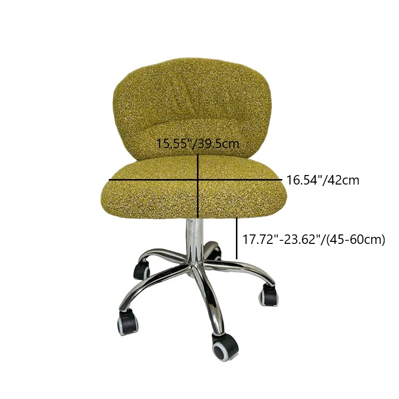 Modern Minimalist Cotton Velvet Plywood Carbon Steel Rounded Desk Chair With Backrest For Home Office