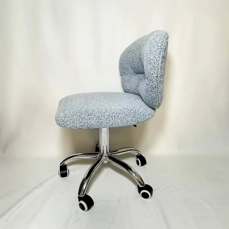 Modern Minimalist Cotton Velvet Plywood Carbon Steel Rounded Desk Chair With Backrest For Home Office