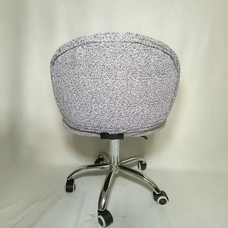 Modern Minimalist Cotton Velvet Plywood Carbon Steel Rounded Desk Chair With Backrest For Home Office