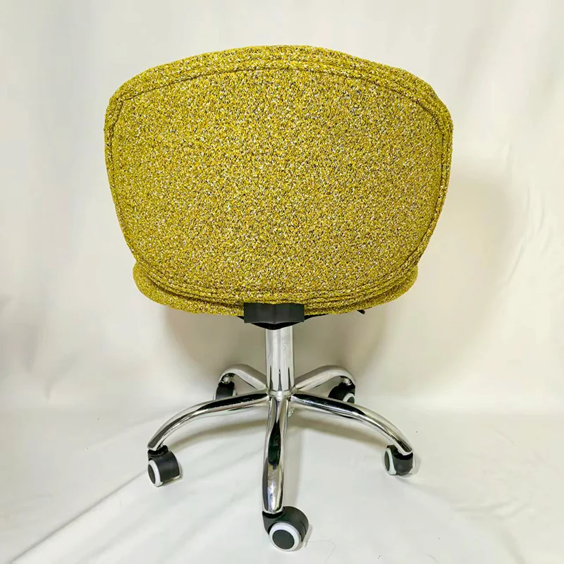Modern Minimalist Cotton Velvet Plywood Carbon Steel Rounded Desk Chair With Backrest For Home Office
