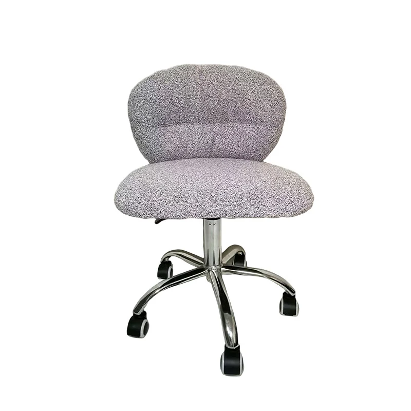 Modern Minimalist Cotton Velvet Plywood Carbon Steel Rounded Desk Chair With Backrest For Home Office
