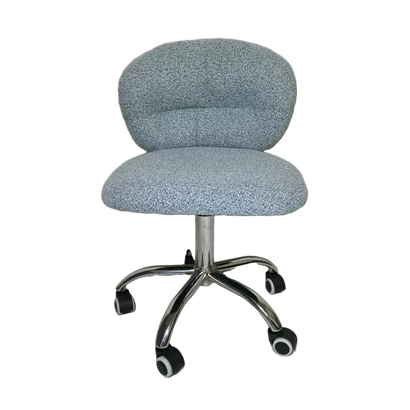 Modern Minimalist Cotton Velvet Plywood Carbon Steel Rounded Desk Chair With Backrest For Home Office