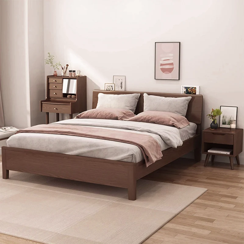 Contemporary Scandinavian Solid Wood & Plywood Cylindrical Square Nightstand With 1/2 Drawers For Bedroom