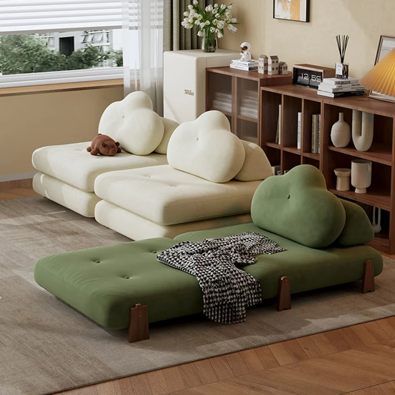 Contemporary Creative Tofu Block Ash Wood Corduroy Polar Fleece Latex Sponge Foldable Accent Chair Backrest Armless For Living Room