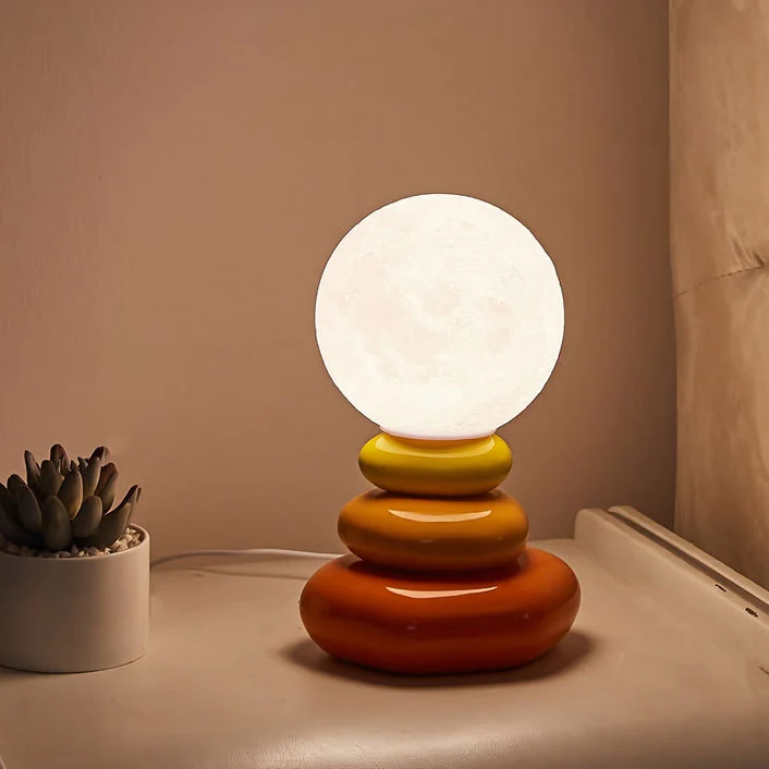 Modern Art Deco Spherical Oval Ceramic Glass 1-Light Table Lamp For Bedroom