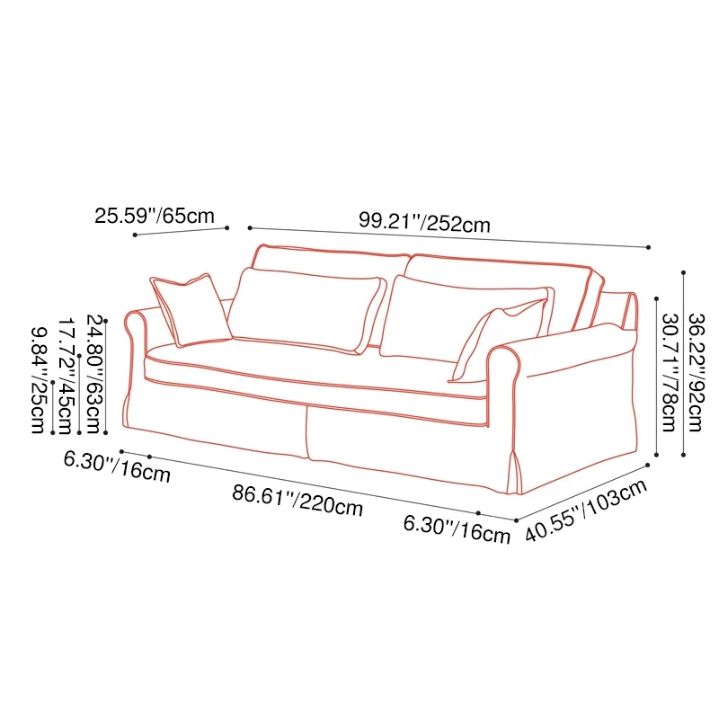 Bold Striped Pattern Polyester Upholstery Birch Wood Sofa - Vintage Soft-Touch Sofa With 3/4 Seater for Living Room