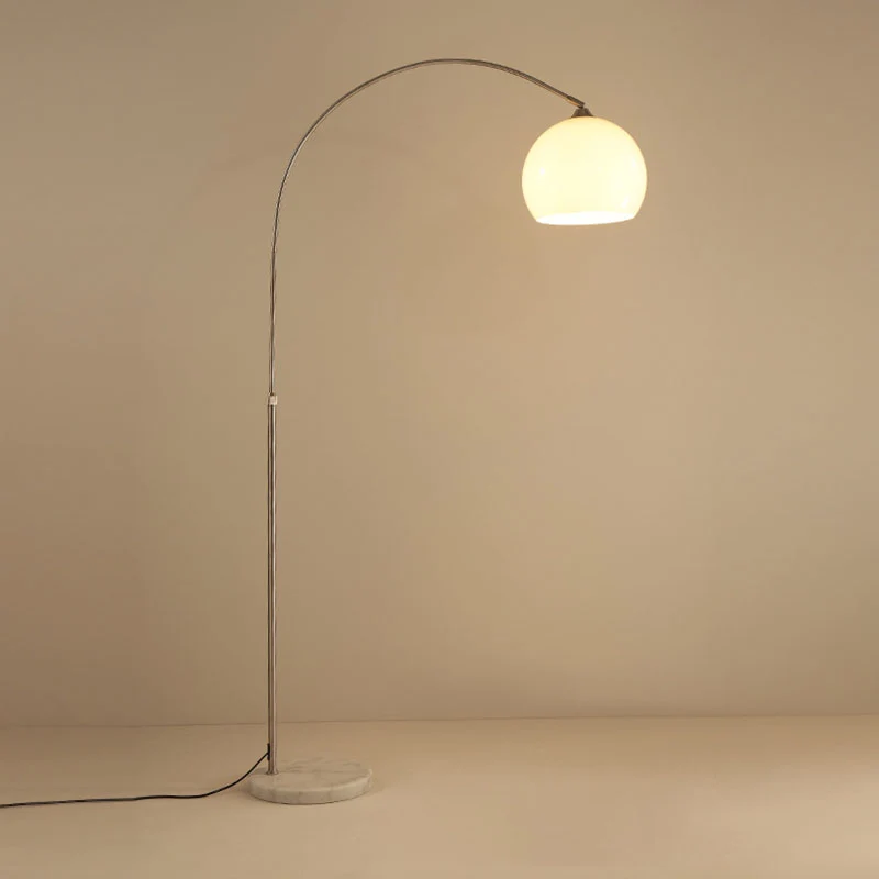 Modern Minimalist Marble Acrylic Stainless Steel Fishing Round 1-Light Standing Floor Lamp For Living Room