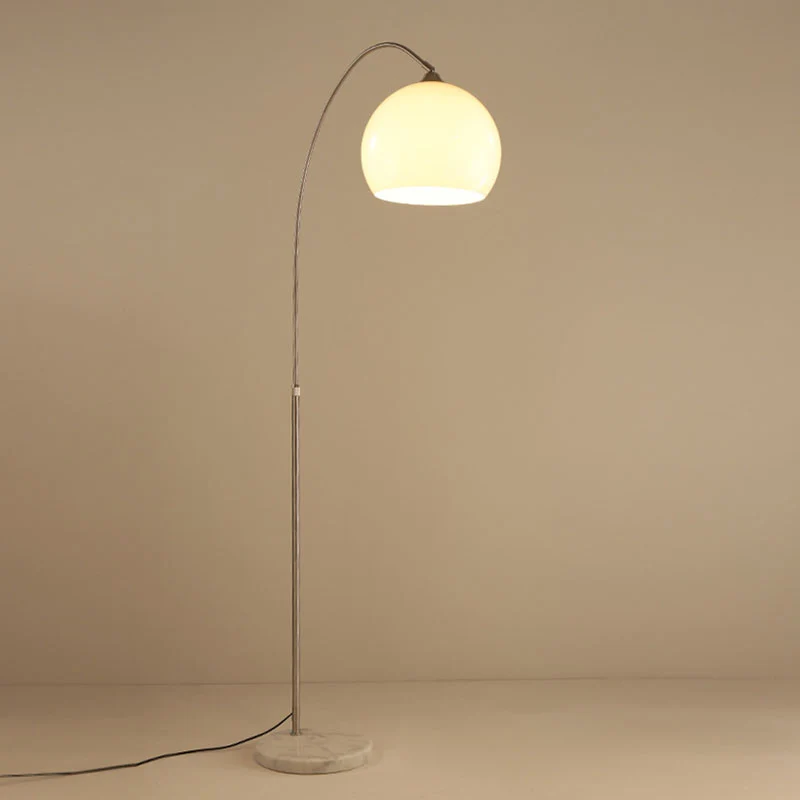 Modern Minimalist Marble Acrylic Stainless Steel Fishing Round 1-Light Standing Floor Lamp For Living Room