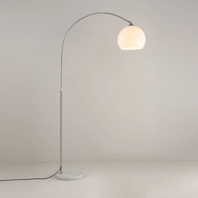 Modern Minimalist Marble Acrylic Stainless Steel Fishing Round 1-Light Standing Floor Lamp For Living Room