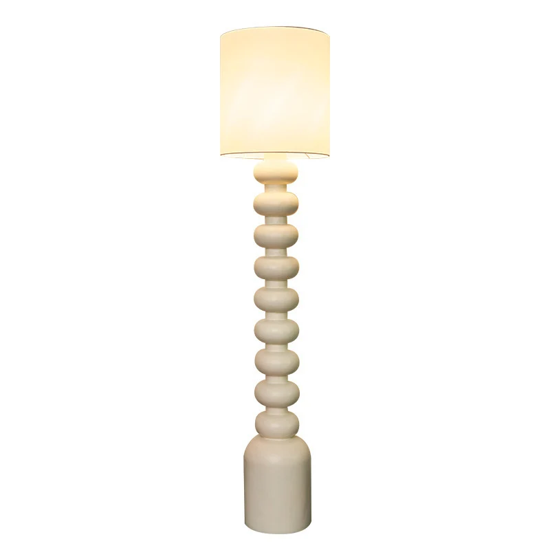 Modern Minimalist Cylindrical Fabric Resin 1-Light Standing Floor Lamp For Bedroom