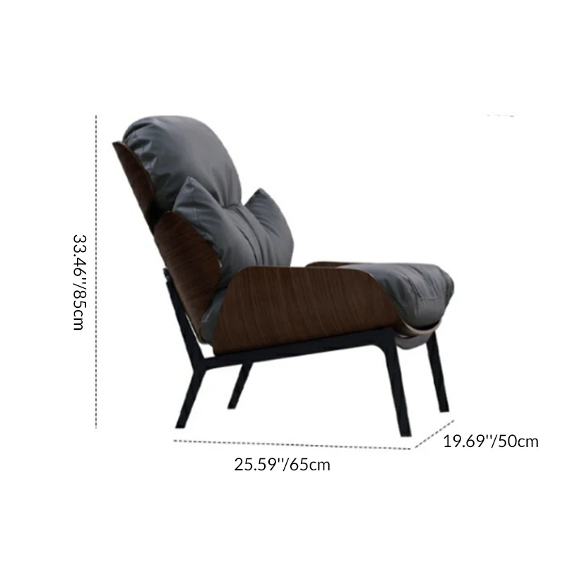 Contemporary Nordic L-Shape Plywood Carbon Steel Cotton PU Leather Accent Chair Backrest Armless For Living Room