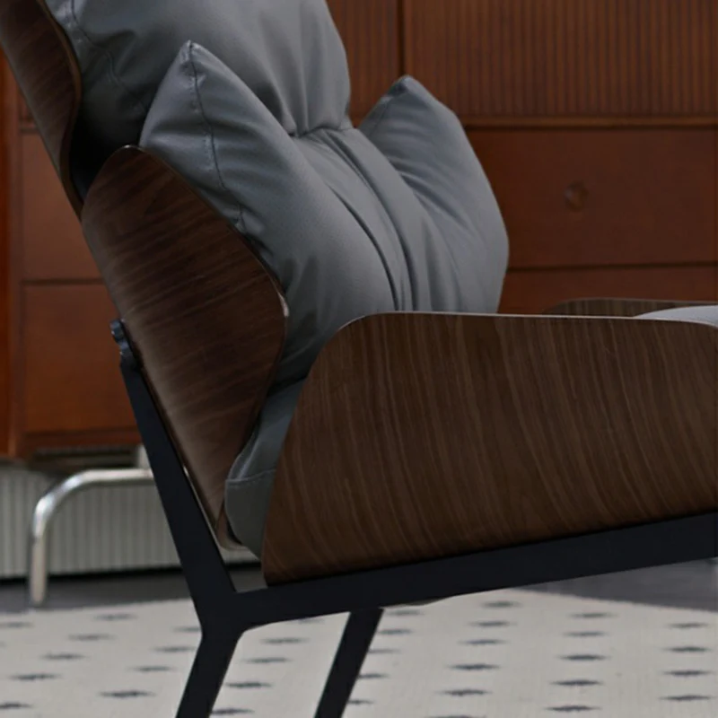 Contemporary Nordic L-Shape Plywood Carbon Steel Cotton PU Leather Accent Chair Backrest Armless For Living Room