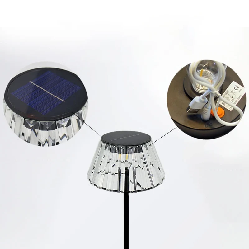 Contemporary Industrial Waterproof Solar USB Iron Glass Outdoor LED Standing Floor Lamp For Garden