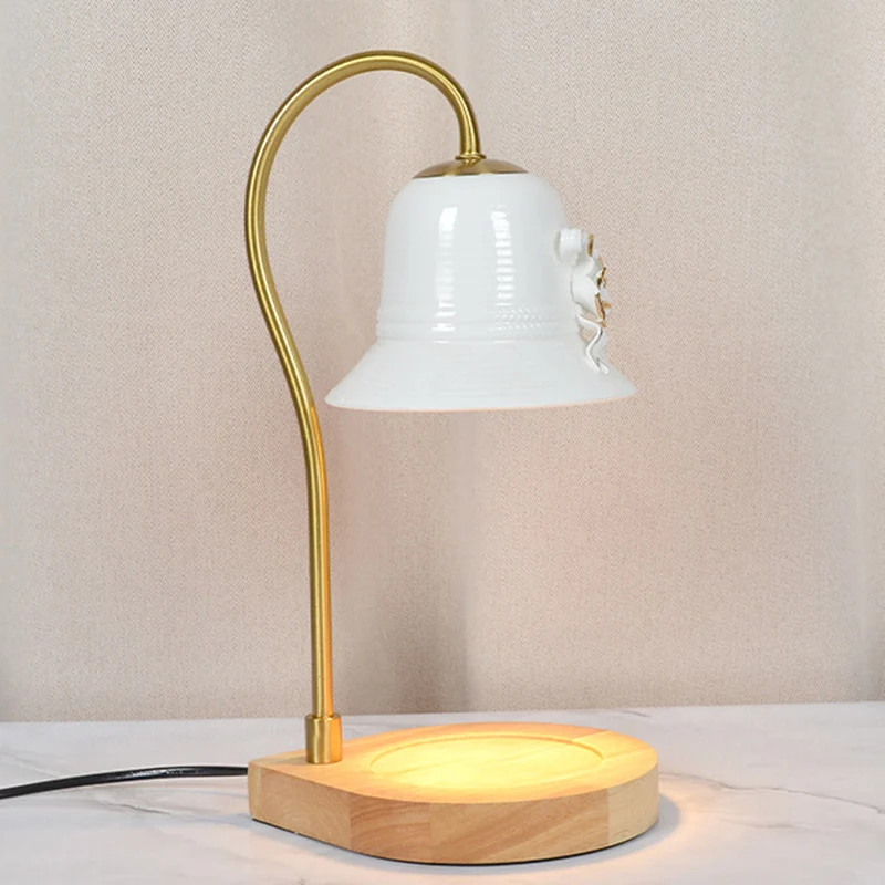 Traditional Vintage Flower-Shaped Teardrop Base Iron 1-Light Aroma Melt Wax Table Lamp For Bedroom