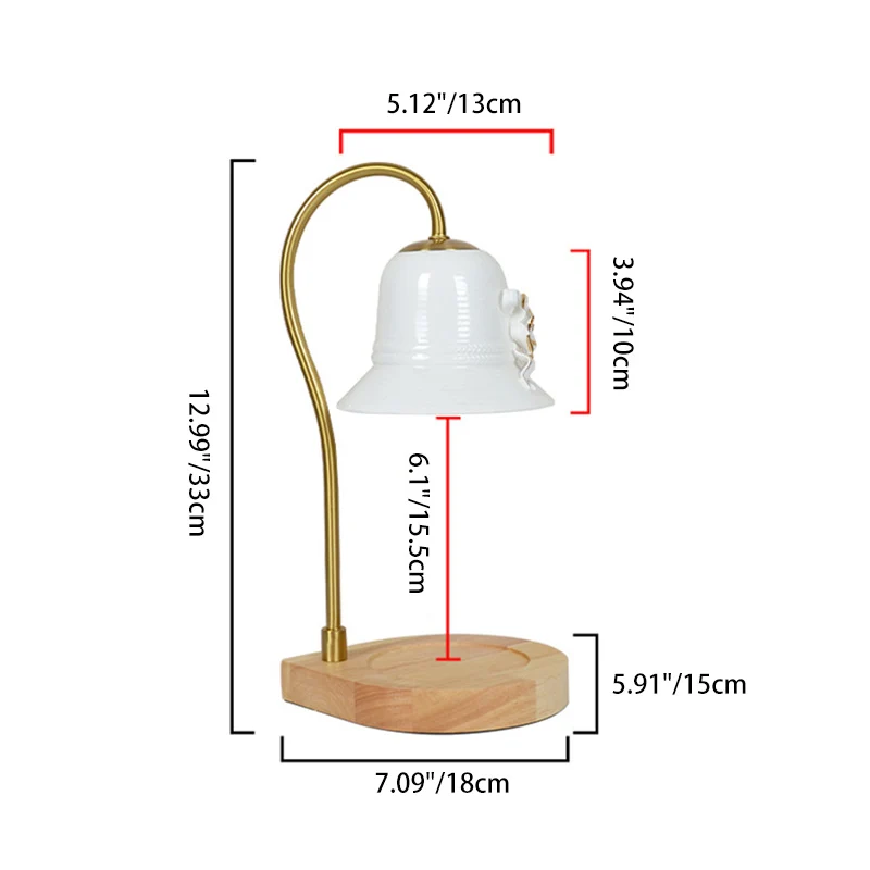 Traditional Vintage Flower-Shaped Teardrop Base Iron 1-Light Aroma Melt Wax Table Lamp For Bedroom