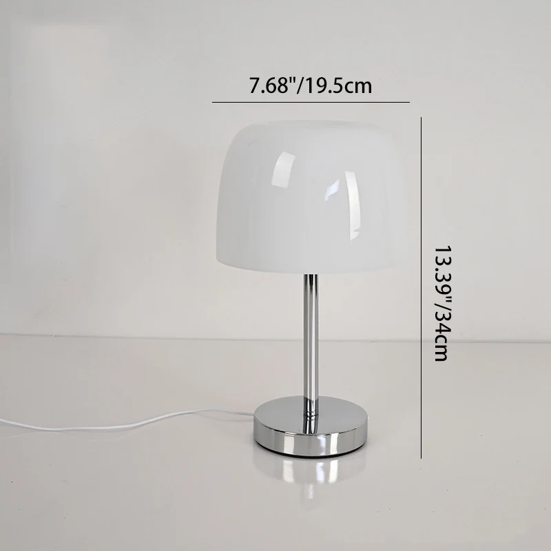 Modern Minimalist Mushroom Cylinder Glass Iron LED Table Lamp For Bedroom