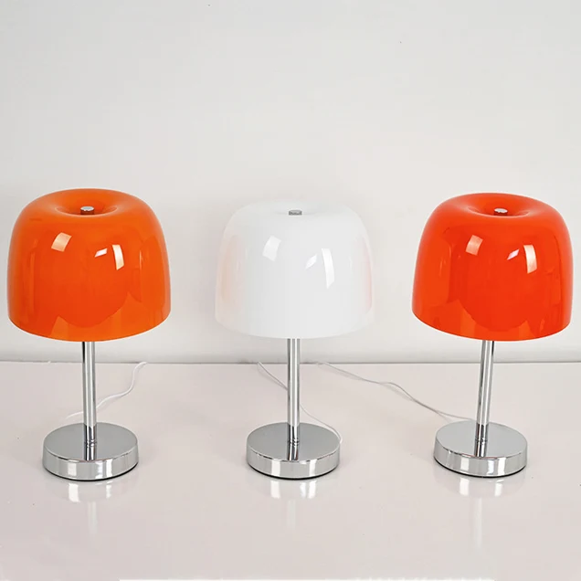 Modern Minimalist Mushroom Cylinder Glass Iron LED Table Lamp For Bedroom