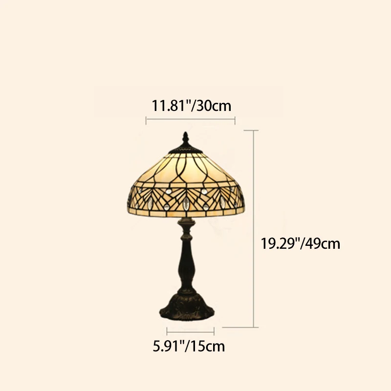 Contemporary Tiffany Resin Metal Glass Umbrella Shape 1-Light Table Lamp For Bedroom