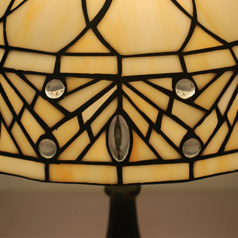 Contemporary Tiffany Resin Metal Glass Umbrella Shape 1-Light Table Lamp For Bedroom