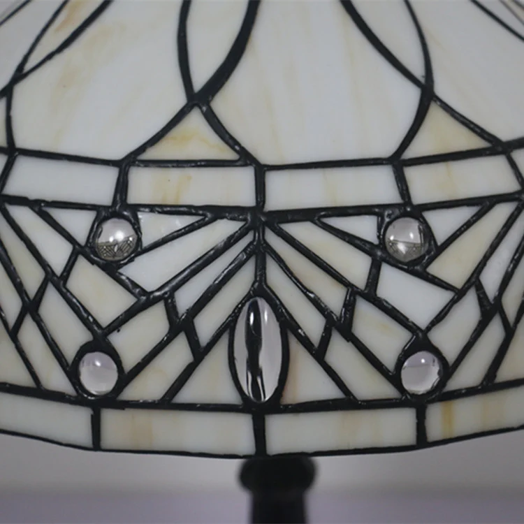 Contemporary Tiffany Resin Metal Glass Umbrella Shape 1-Light Table Lamp For Bedroom