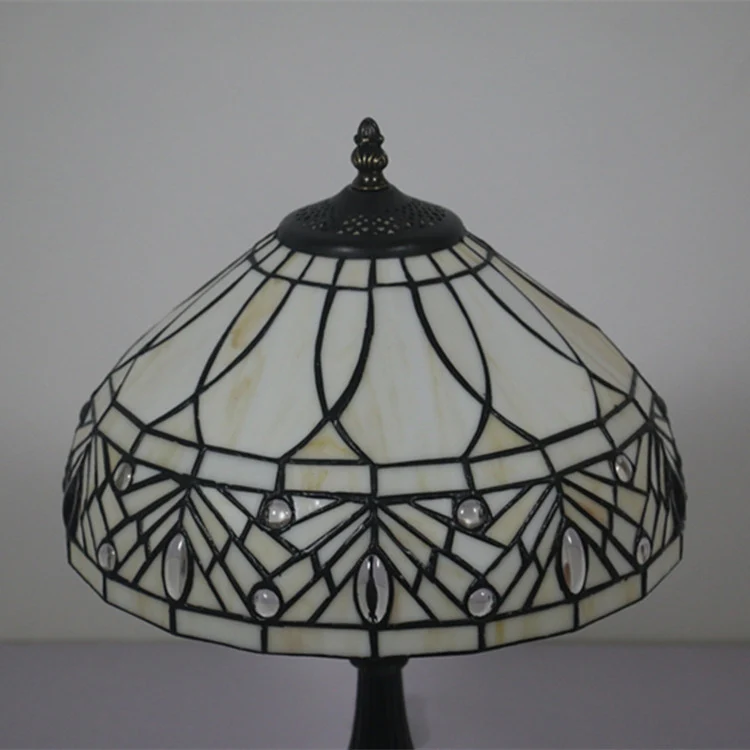 Contemporary Tiffany Resin Metal Glass Umbrella Shape 1-Light Table Lamp For Bedroom