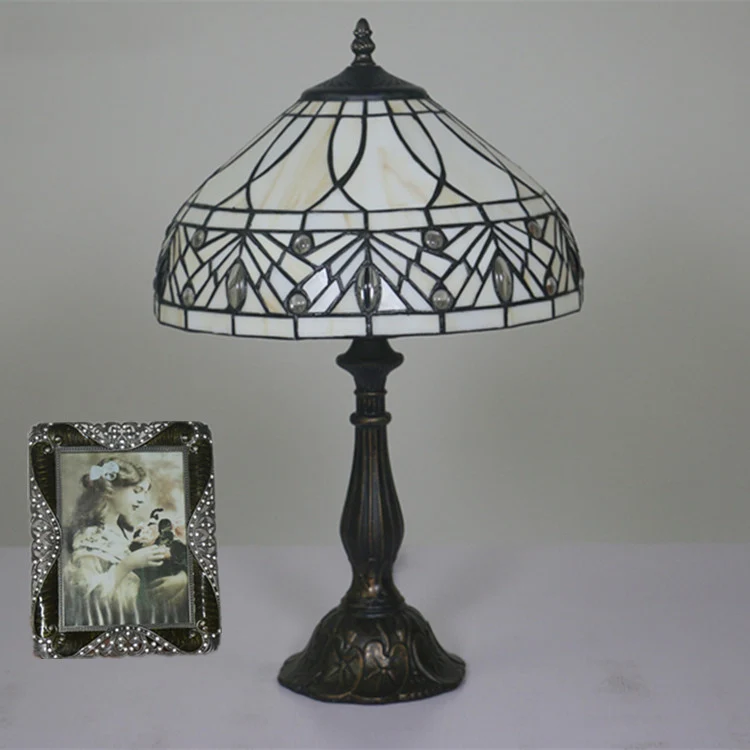 Contemporary Tiffany Resin Metal Glass Umbrella Shape 1-Light Table Lamp For Bedroom