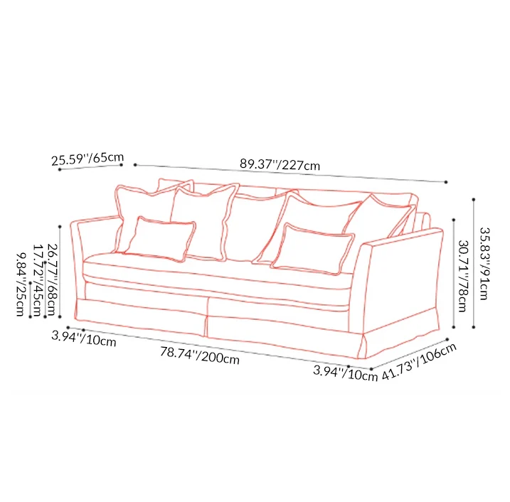Removable Cover Sofa with Birch Frame – Elegant French 3/4-Seater Accent Chair for Living Room