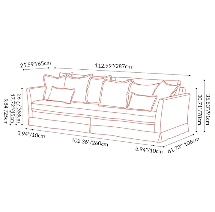 Removable Cover Sofa with Birch Frame – Elegant French 3/4-Seater Accent Chair for Living Room