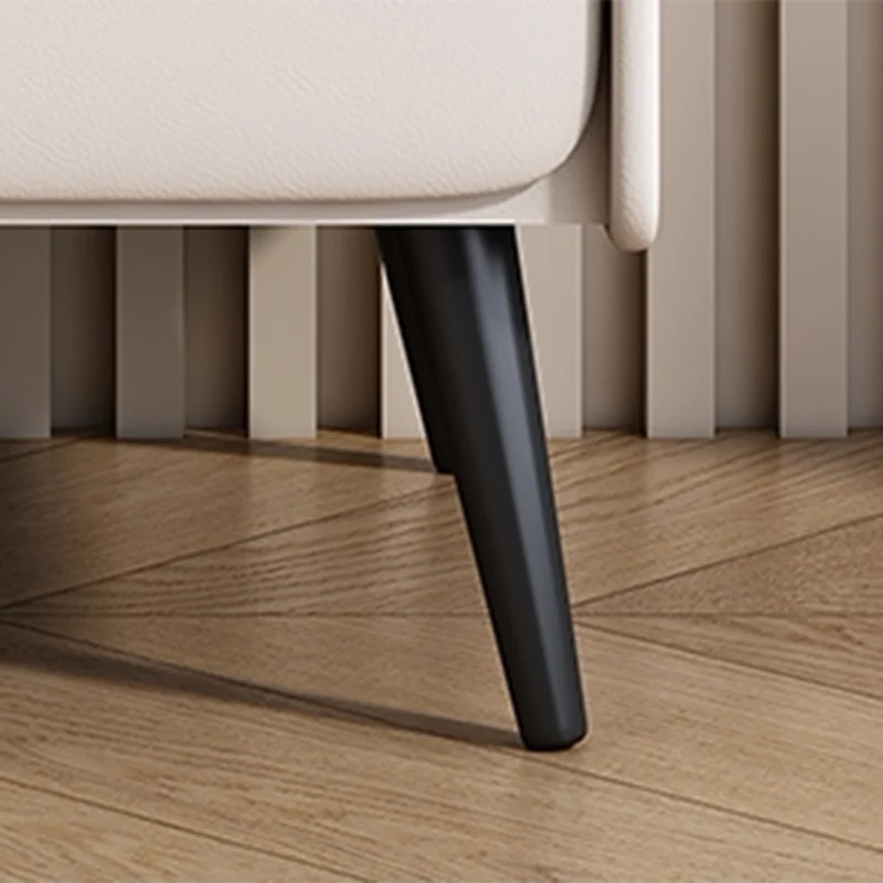 Contemporary Scandinavian Sintered Stone Scratch-Resistant Pet-Friendly Leather Plywood Carbon Steel Pine Rounded Rectangle Nightstand With 2 Drawers For Bedroom