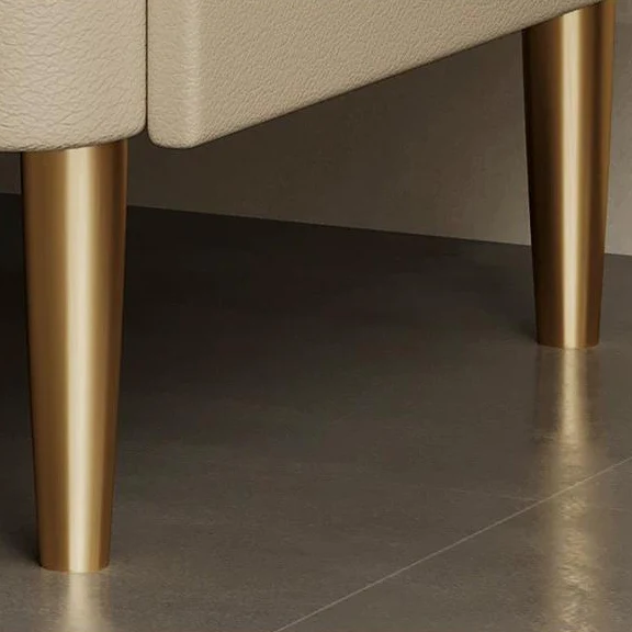 Contemporary Scandinavian Sintered Stone Cat-Scratch Leather MDF Stainless Steel Rounded Square Cylinder Nightstand With 2 Drawers For Bedroom