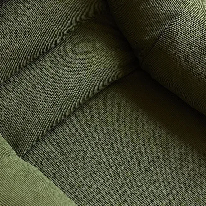 Modern Minimalist Corduroy PP Cotton U-Shaped Rounded Square Accent Chair With Backrest Armrest For Living Room
