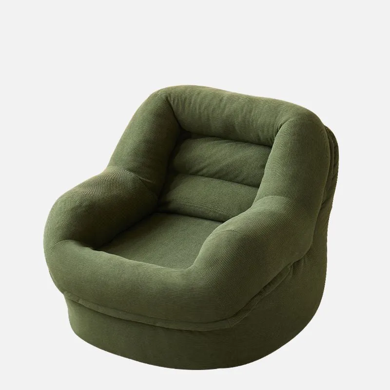Modern Minimalist Corduroy PP Cotton U-Shaped Rounded Square Accent Chair With Backrest Armrest For Living Room