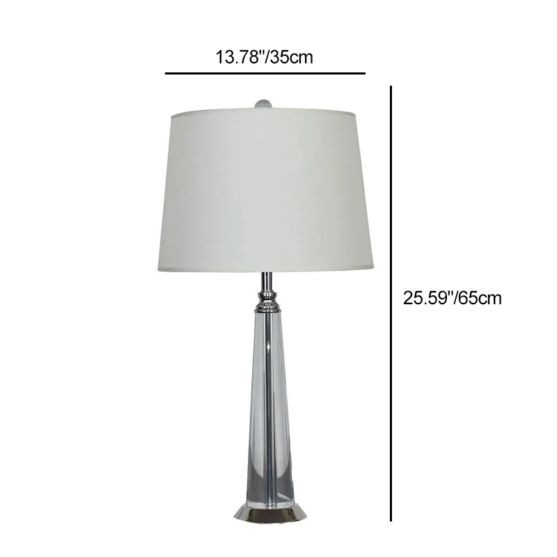 Contemporary Scandinavian Frustum Cone Crystal Fabric 1-Light Table Lamp For Bedroom