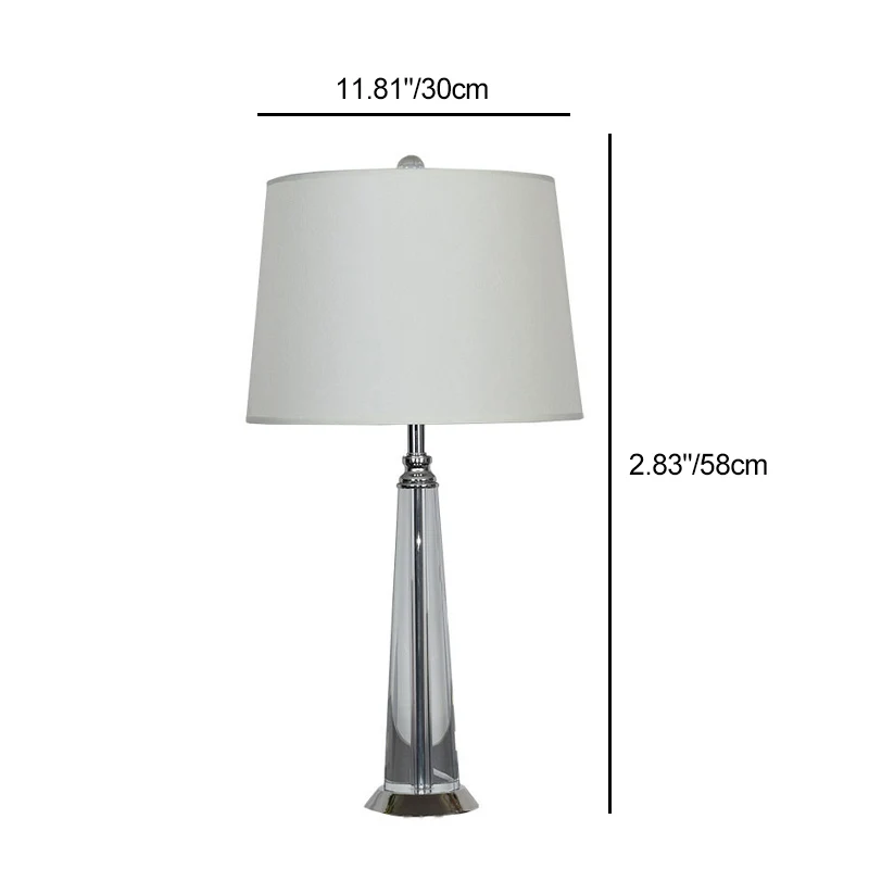 Contemporary Scandinavian Frustum Cone Crystal Fabric 1-Light Table Lamp For Bedroom