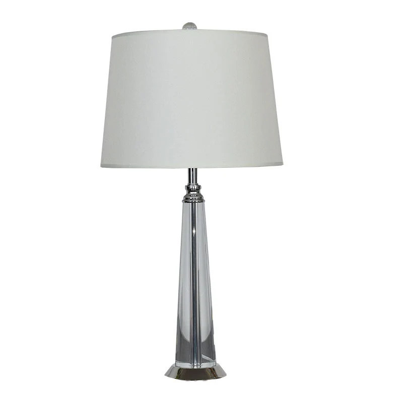 Contemporary Scandinavian Frustum Cone Crystal Fabric 1-Light Table Lamp For Bedroom
