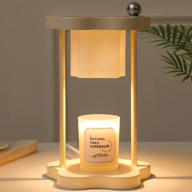Modern Minimalist Metal Rubberwood Flower 1-Light Melting Wax Table Lamp For Bedroom