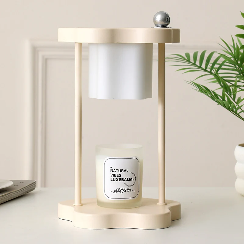 Modern Minimalist Metal Rubberwood Flower 1-Light Melting Wax Table Lamp For Bedroom